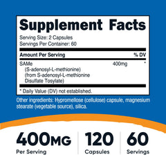 Nutricost SAM-e capsules closeup highlighting veggie capsules for vegetarian-friendly supplementation