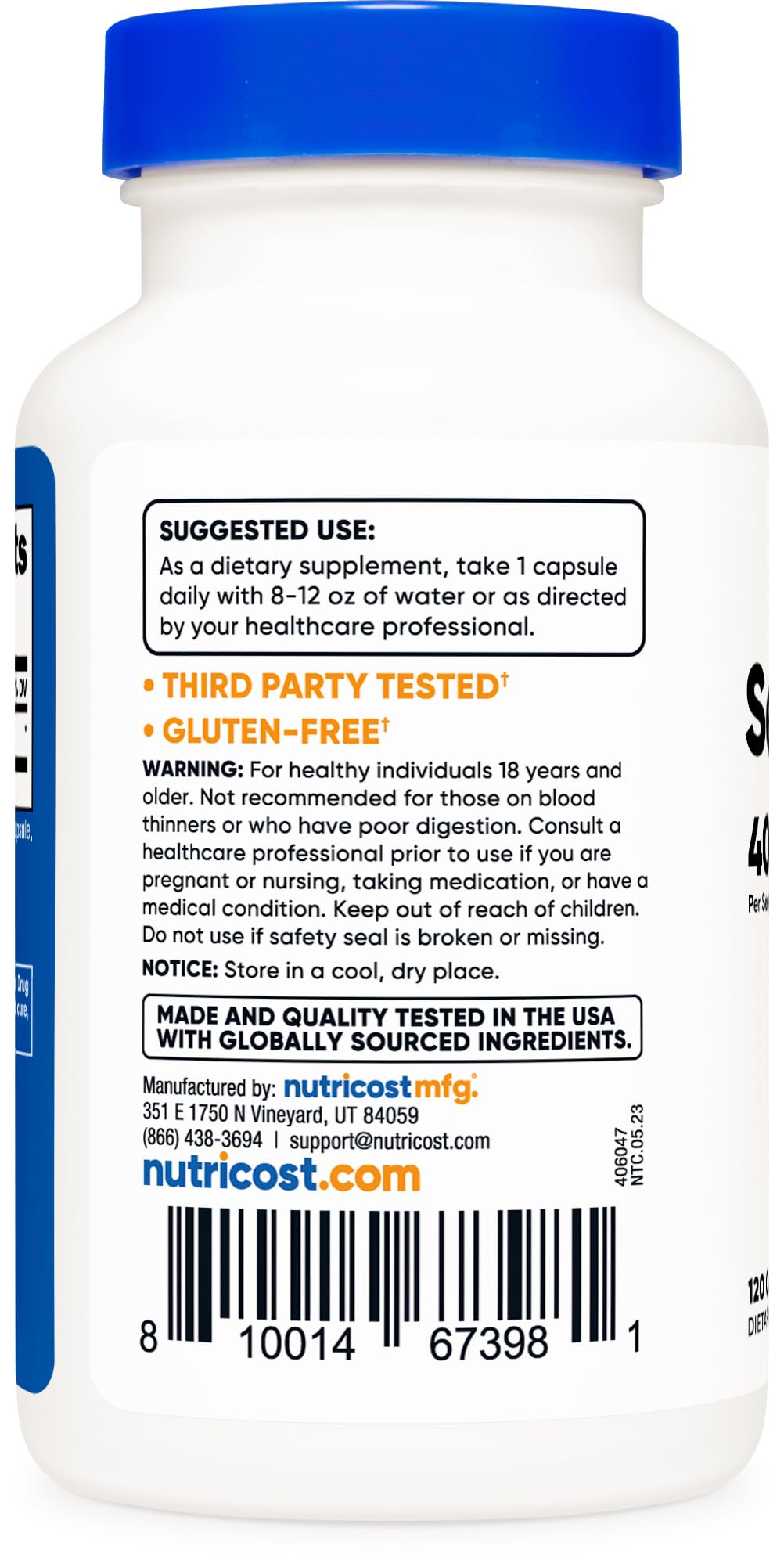 Nutricost Serrapeptase serving size info indicating 1 capsule per serving