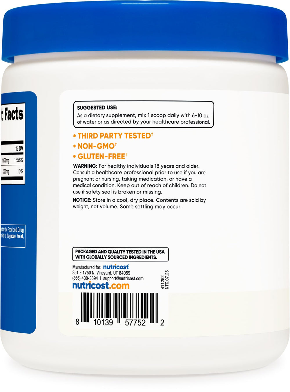 Nutricost sodium ascorbate dissolving in water for quick mixing.