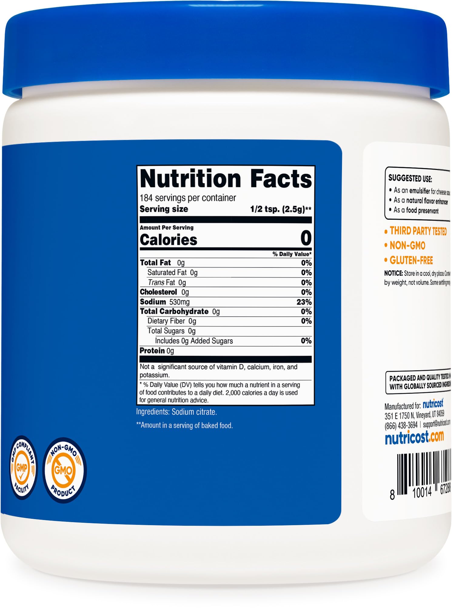 Nutricost Sodium Citrate ready in kitchen setup.