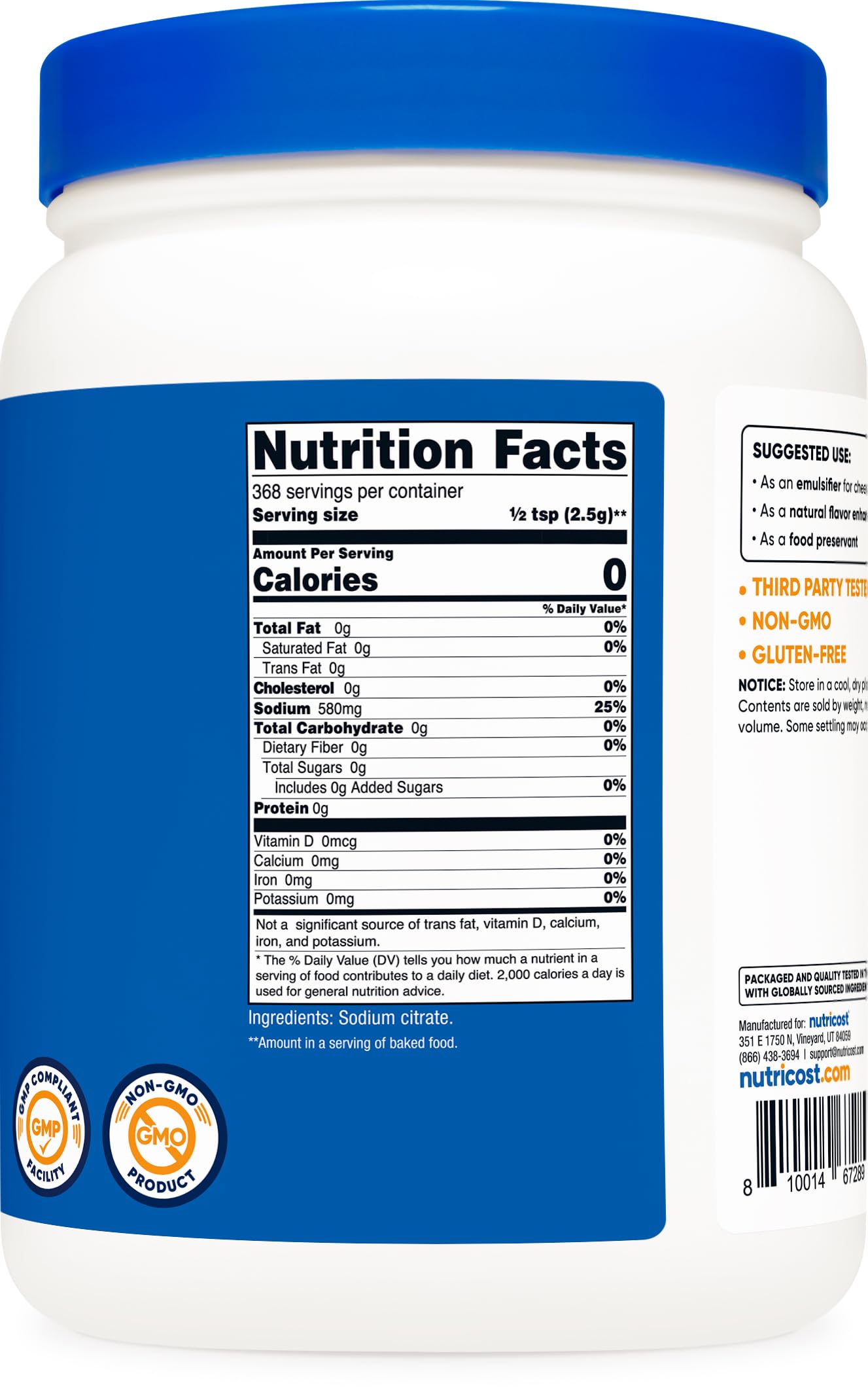 Nutricost Sodium Citrate being sprinkled for food preservation