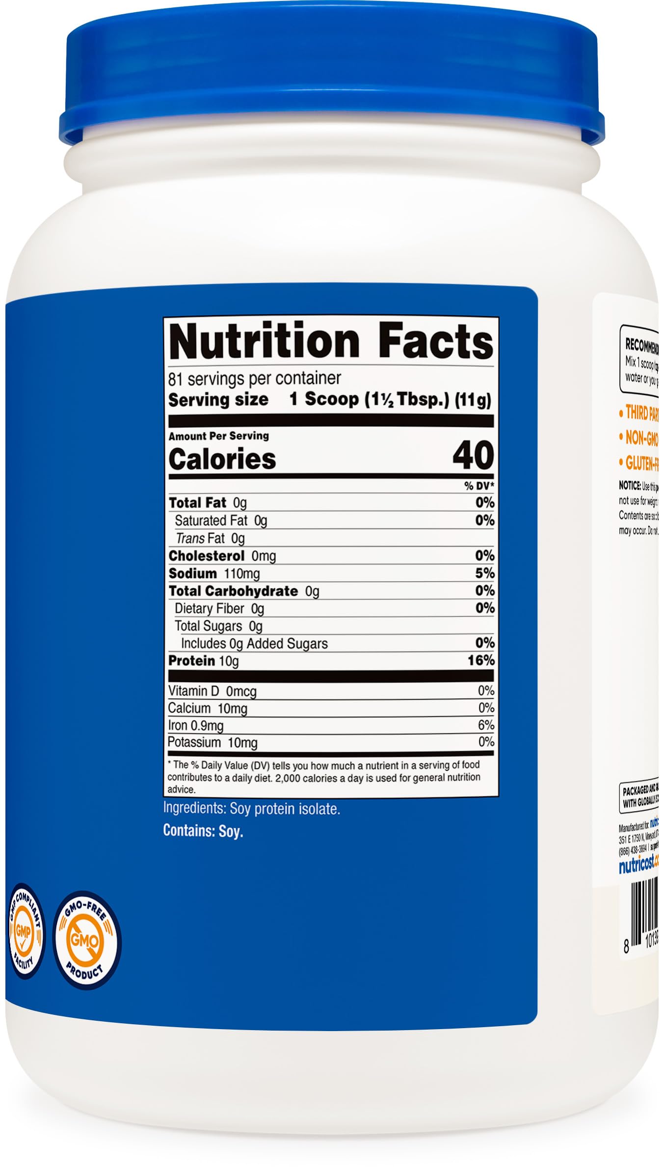 Nutricost Soy Protein Isolate ideal for baking and smoothies.