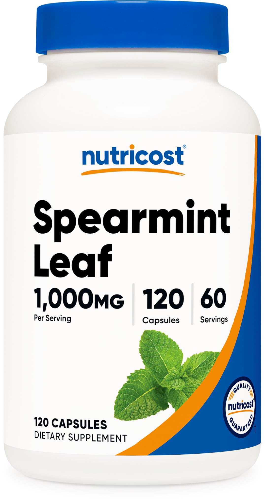 Nutricost Spearmint Leaf bottle with 120 capsules for convenient daily use.