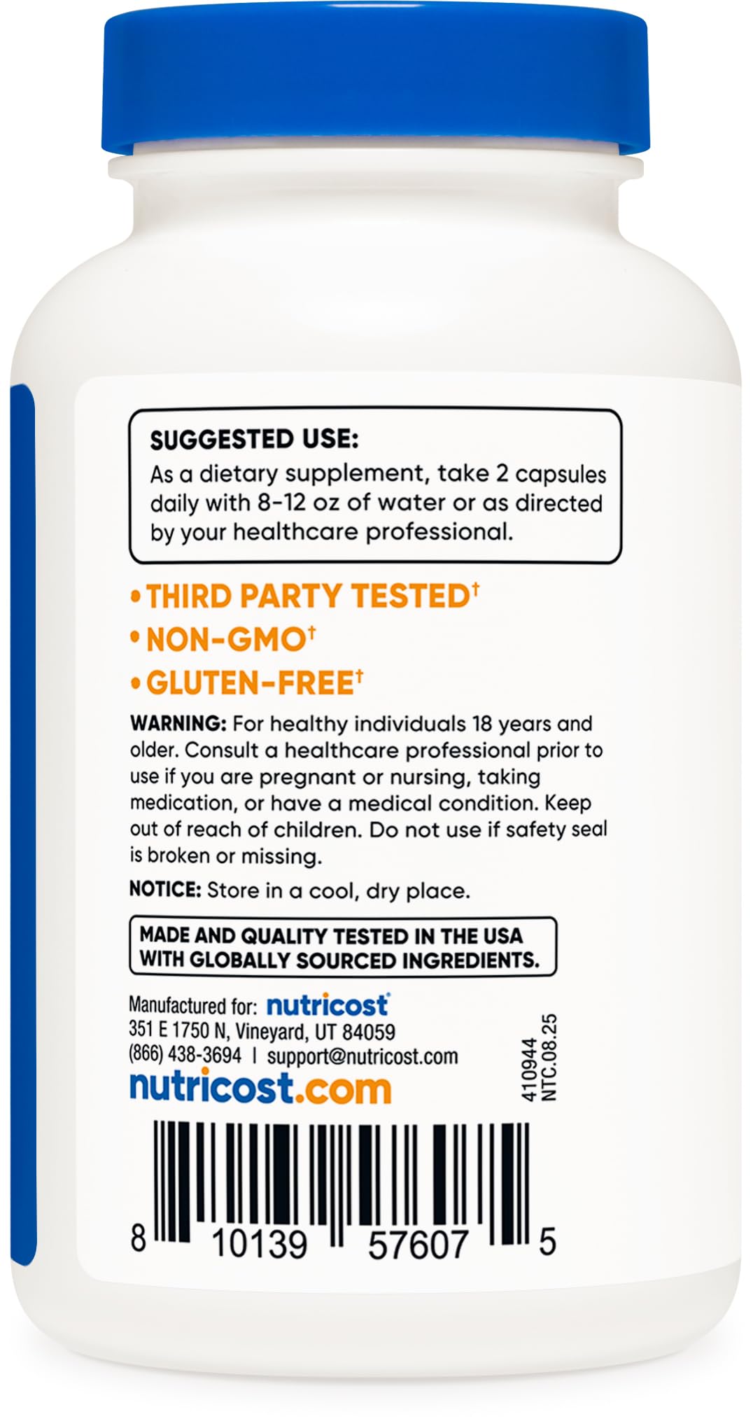 Nutricost Spearmint Leaf bottle showing serving size information.