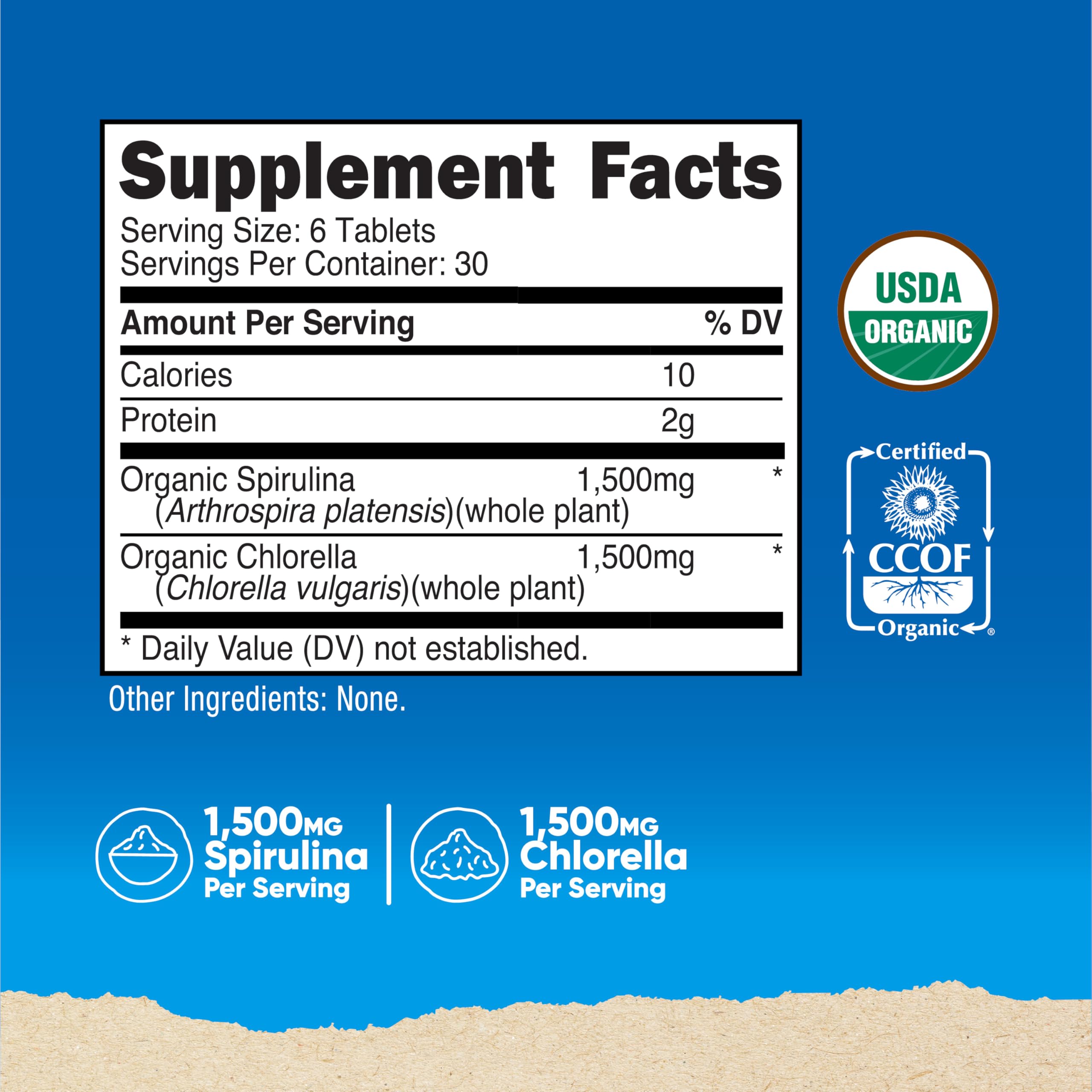 Nutricost Spirulina Chlorella tablets poured illustrate easy daily intake