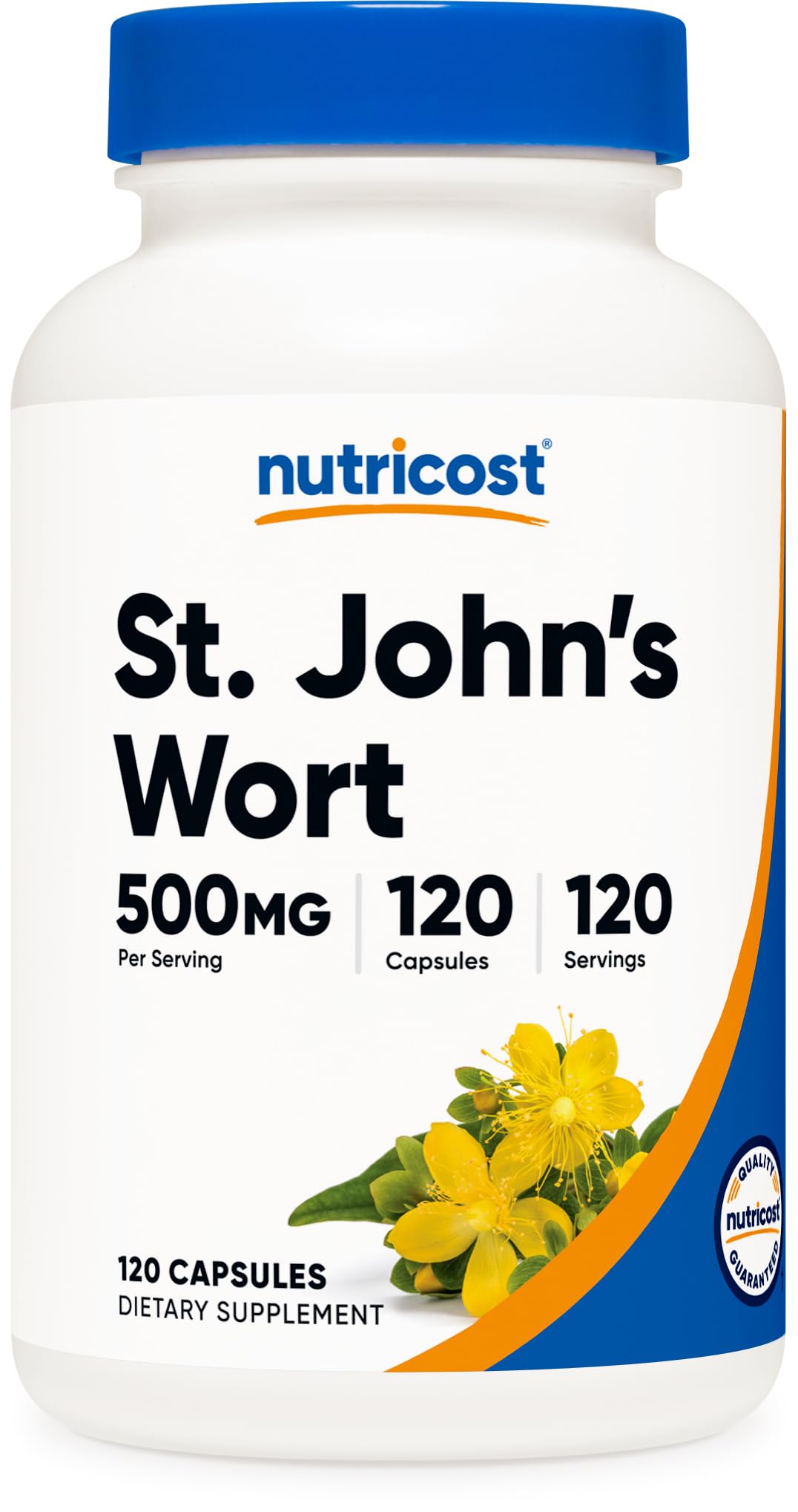 Nutricost St John's Wort capsules bottle front for convenient daily use.