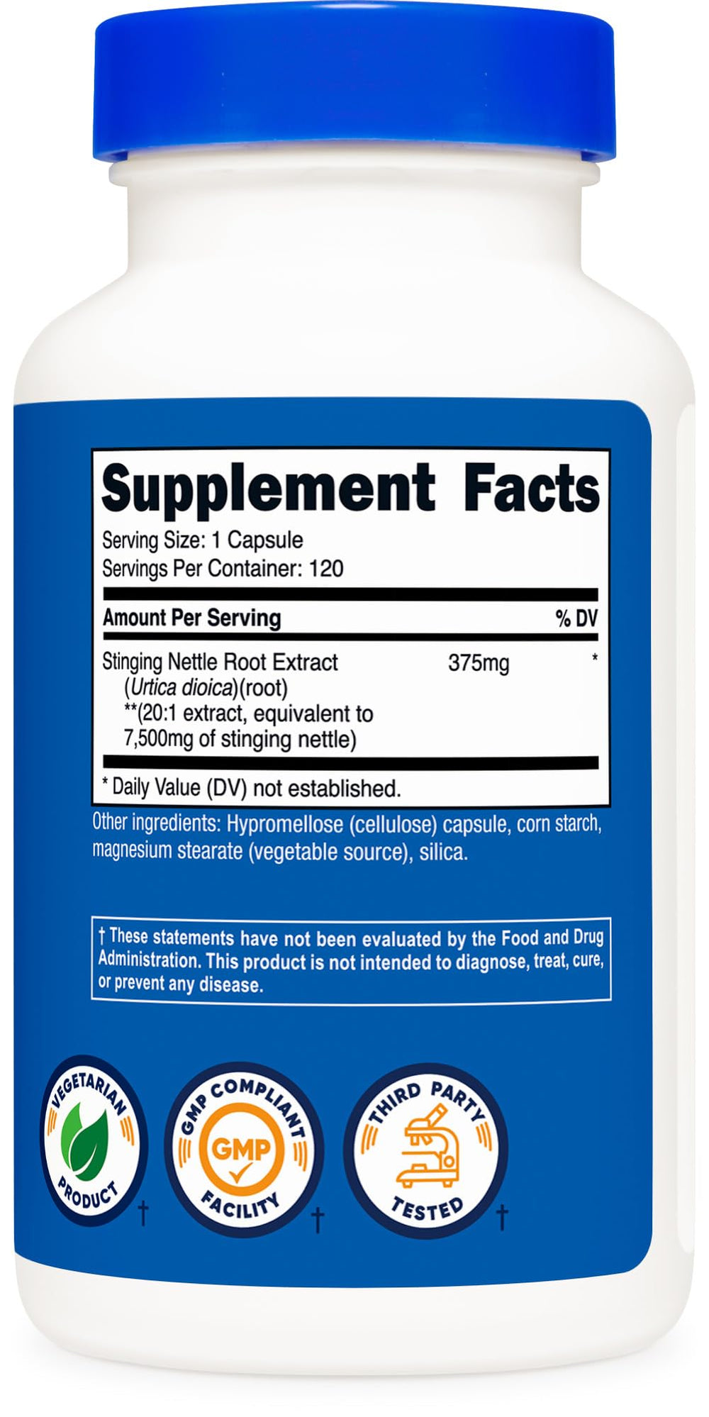 Nutricost nettle root extract facility is GMP compliant and FDA registered for quality.