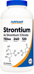 Nutricost Strontium capsules bottle front offering vegetarian, daily support