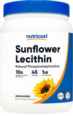 Nutricost Sunflower Lecithin container pouring for emulsification in beverages.