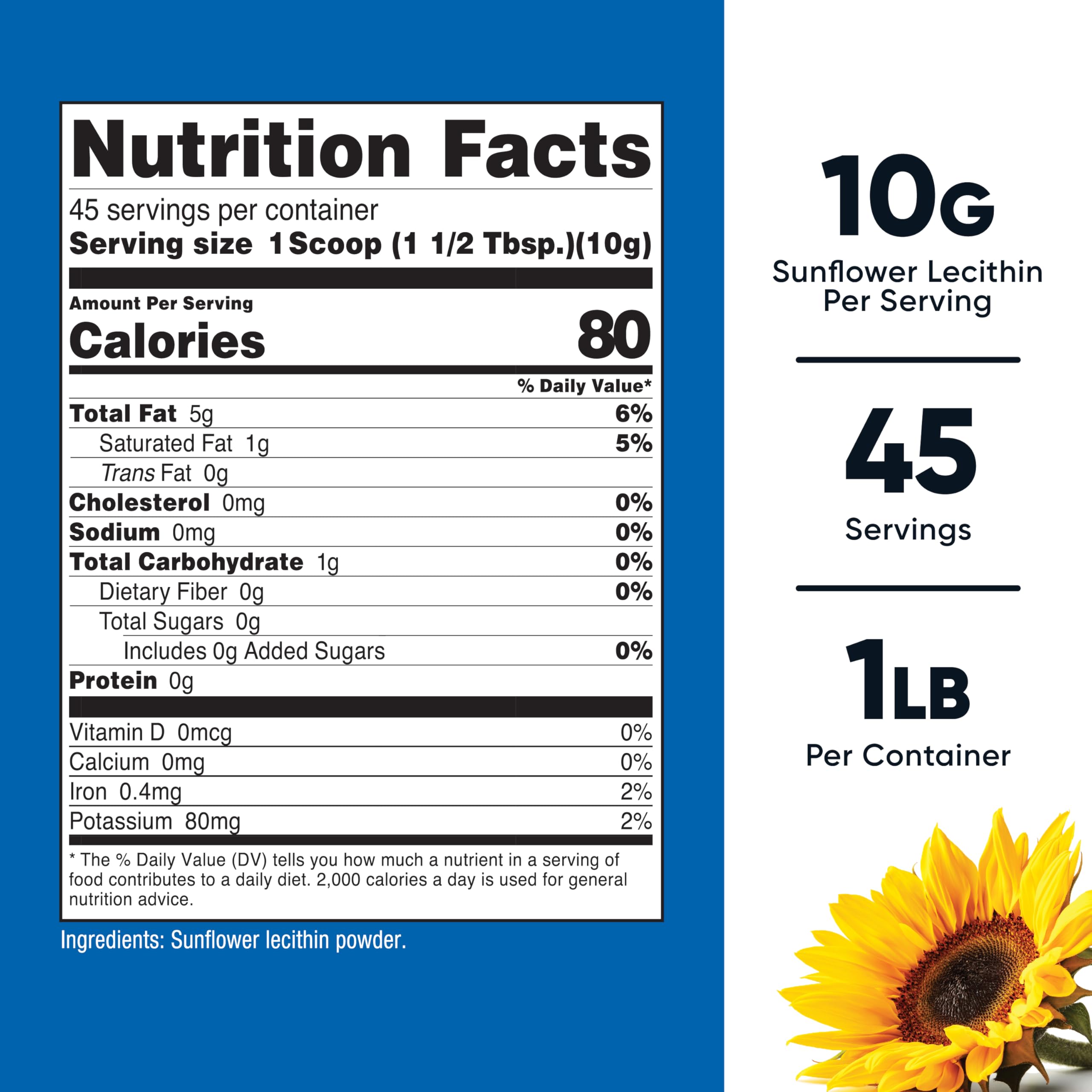 Nutricost Sunflower Lecithin powder measure ready for mixing.