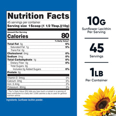 Nutricost Sunflower Lecithin powder measure ready for mixing.