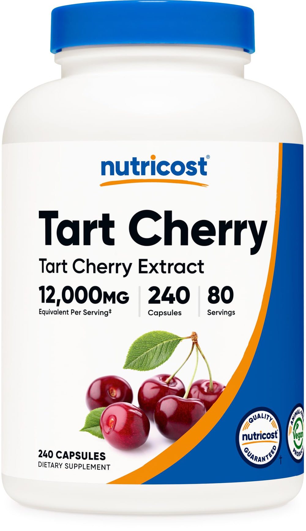 Nutricost Tart Cherry Extract bottle showing 1200mg per serving for daily antioxidant support