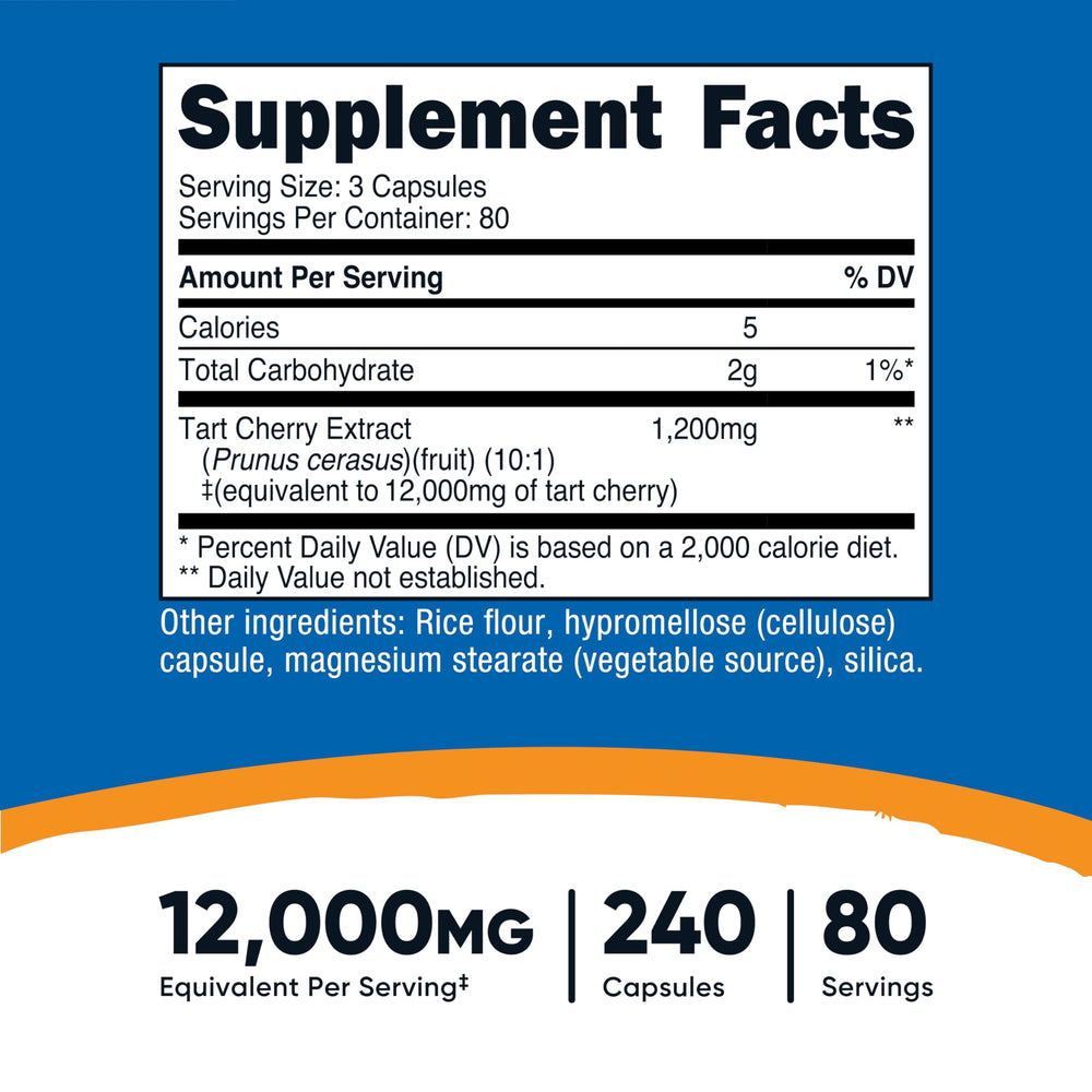Nutricost Tart Cherry Extract capsules ready for vegan, gluten-free daily use