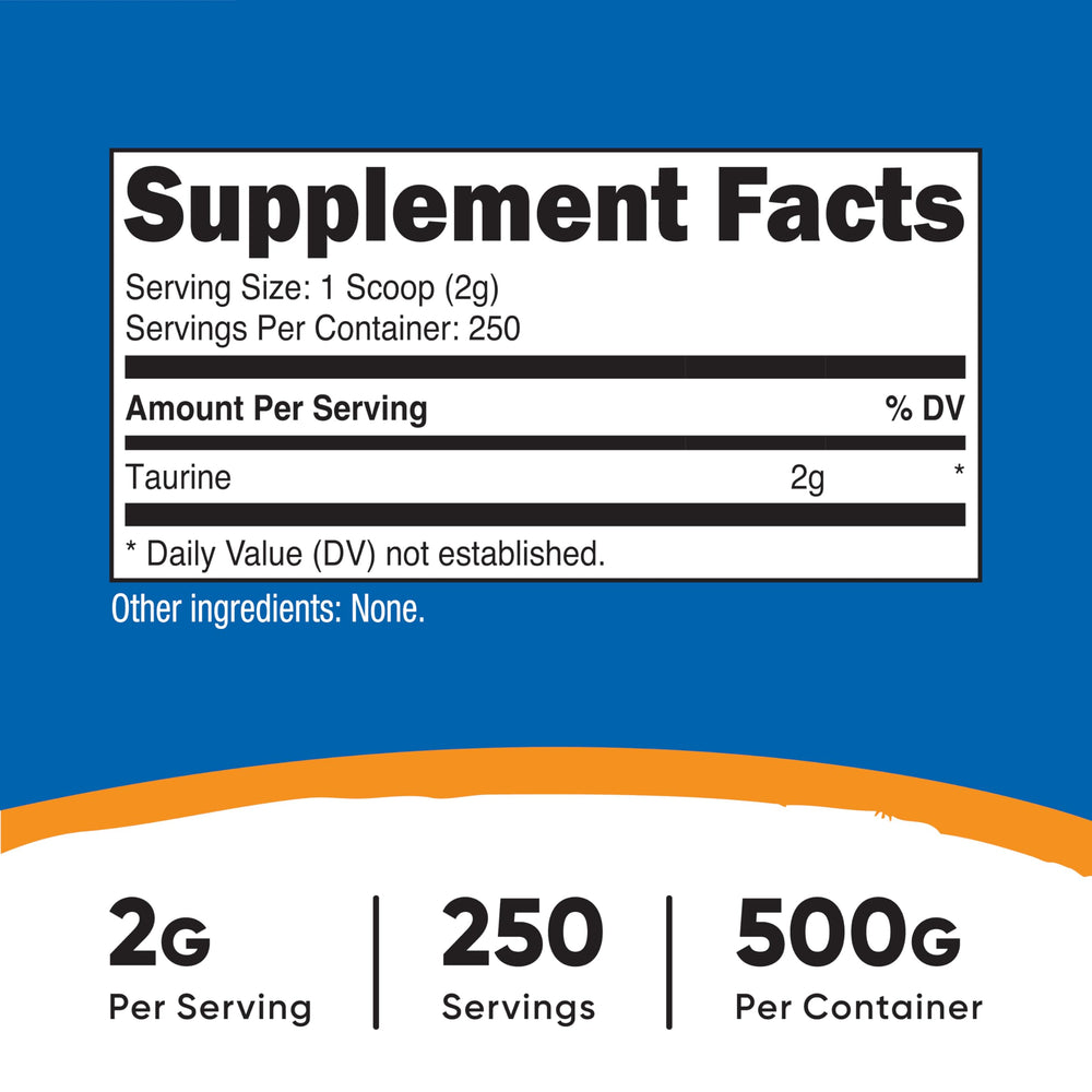 Nutricost Taurine powder with included 2 g scoop for accurate servings