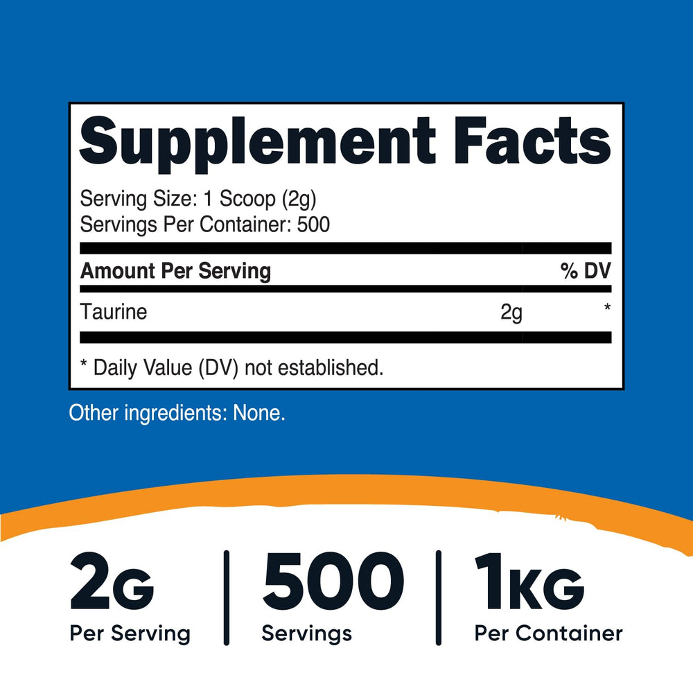 Nutricost Taurine Powder serving scoop included for precise dosing