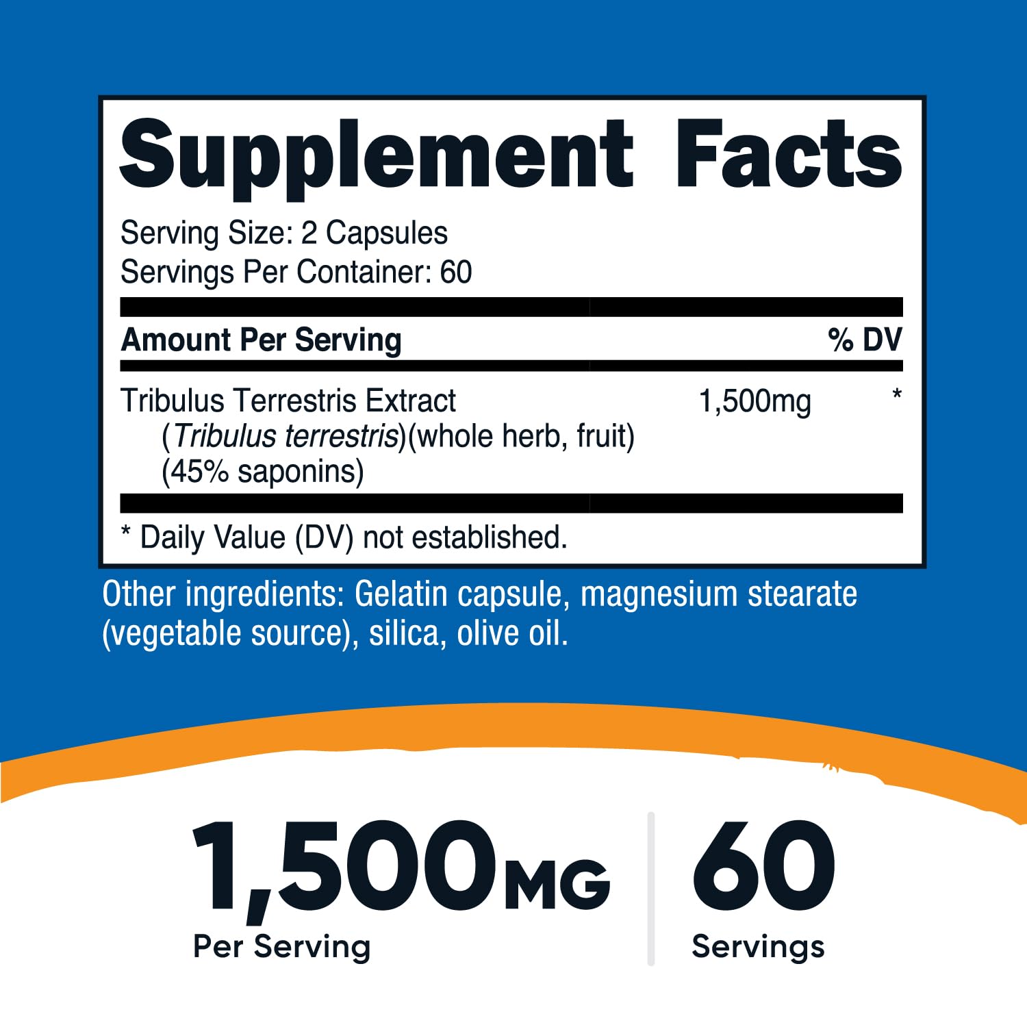 Nutricost Tribulus capsules close-up emphasizes convenient daily use.