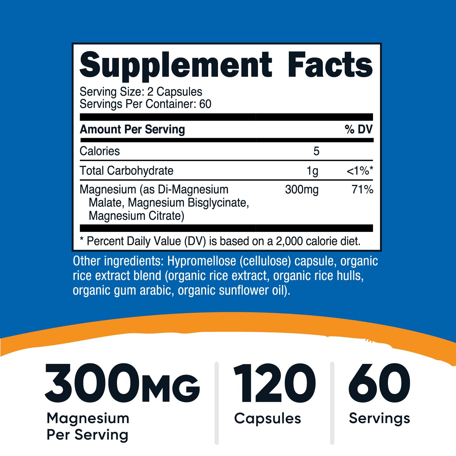 Nutricost Triple Magnesium Complex bottle label close-up showing ingredients.