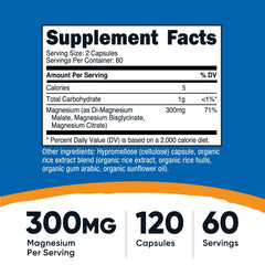 Nutricost Triple Magnesium Complex bottle label close-up showing ingredients.