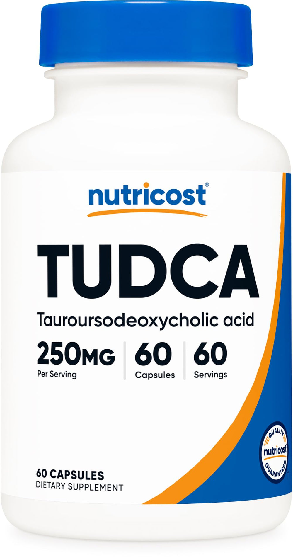 Nutricost Tudca 250mg bottle showcases 60 capsules for daily use.