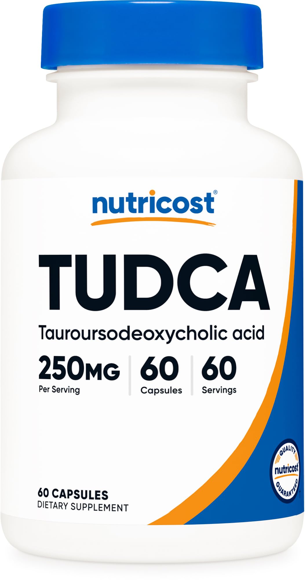 Nutricost Tudca 250mg bottle showcases 60 capsules for daily use.