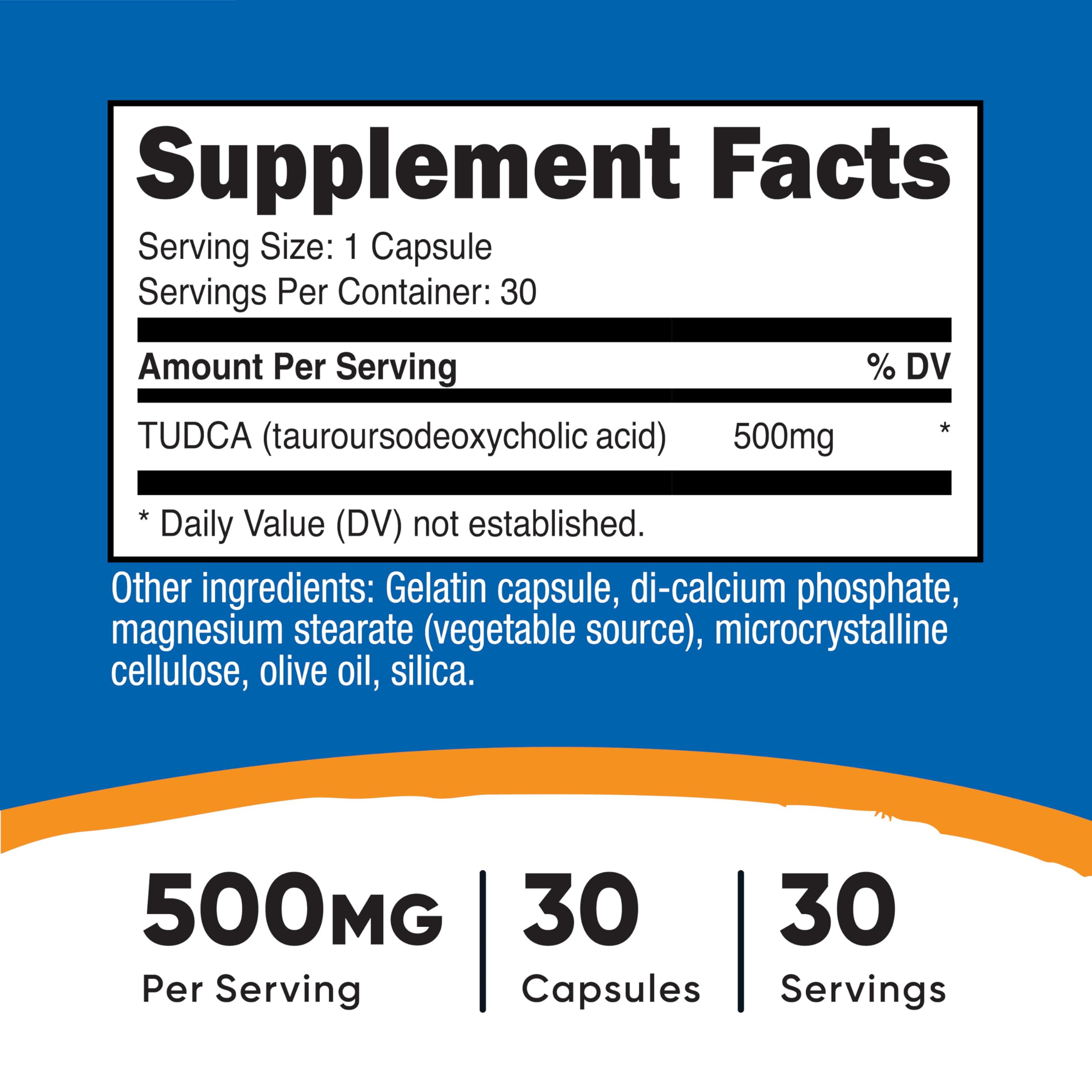 Nutricost Tudca 500mg capsules pack for convenient daily dosing