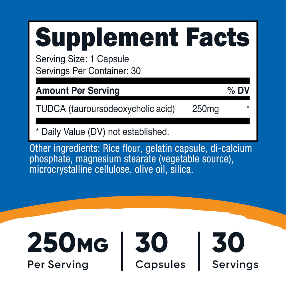 Nutricost Tudca capsule close-up highlighting easy daily intake
