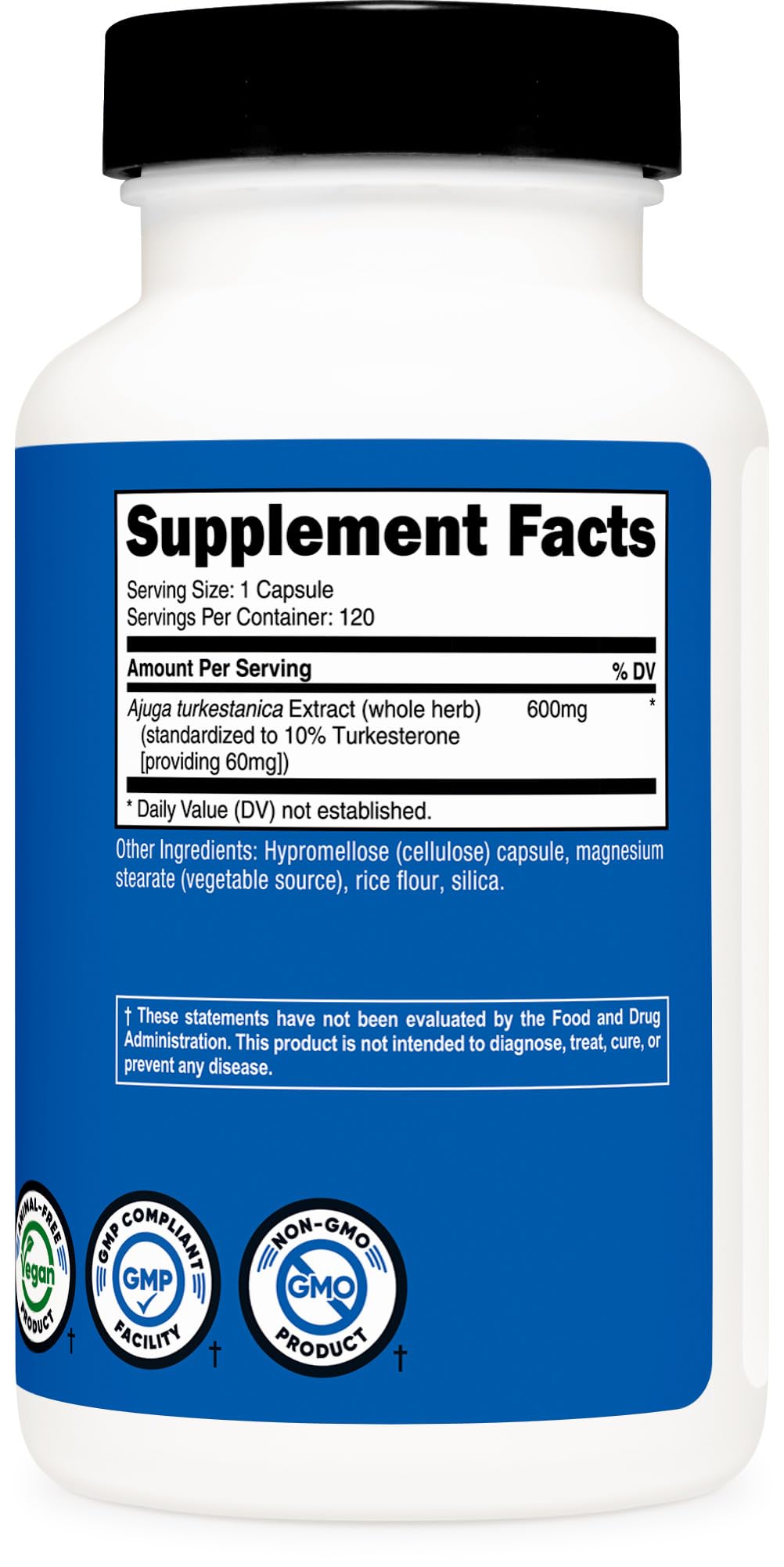 Vegetarian-friendly Nutricost Turkesterone capsules in a portable bottle.