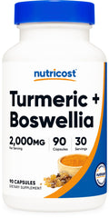 Nutricost Turmeric Boswellia bottle with capsules for daily wellness support.