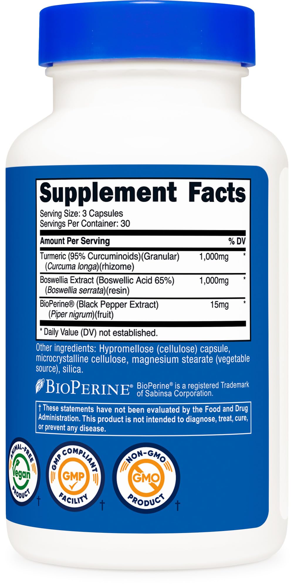 Nutricost Turmeric Boswellia bottle pictured in a daily routine setup.