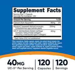 Close-up of Nutricost UC-II capsules with 40 mg per serving
