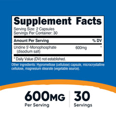 Nutricost UMP capsules close-up, 60 capsules for a 30-day supply.
