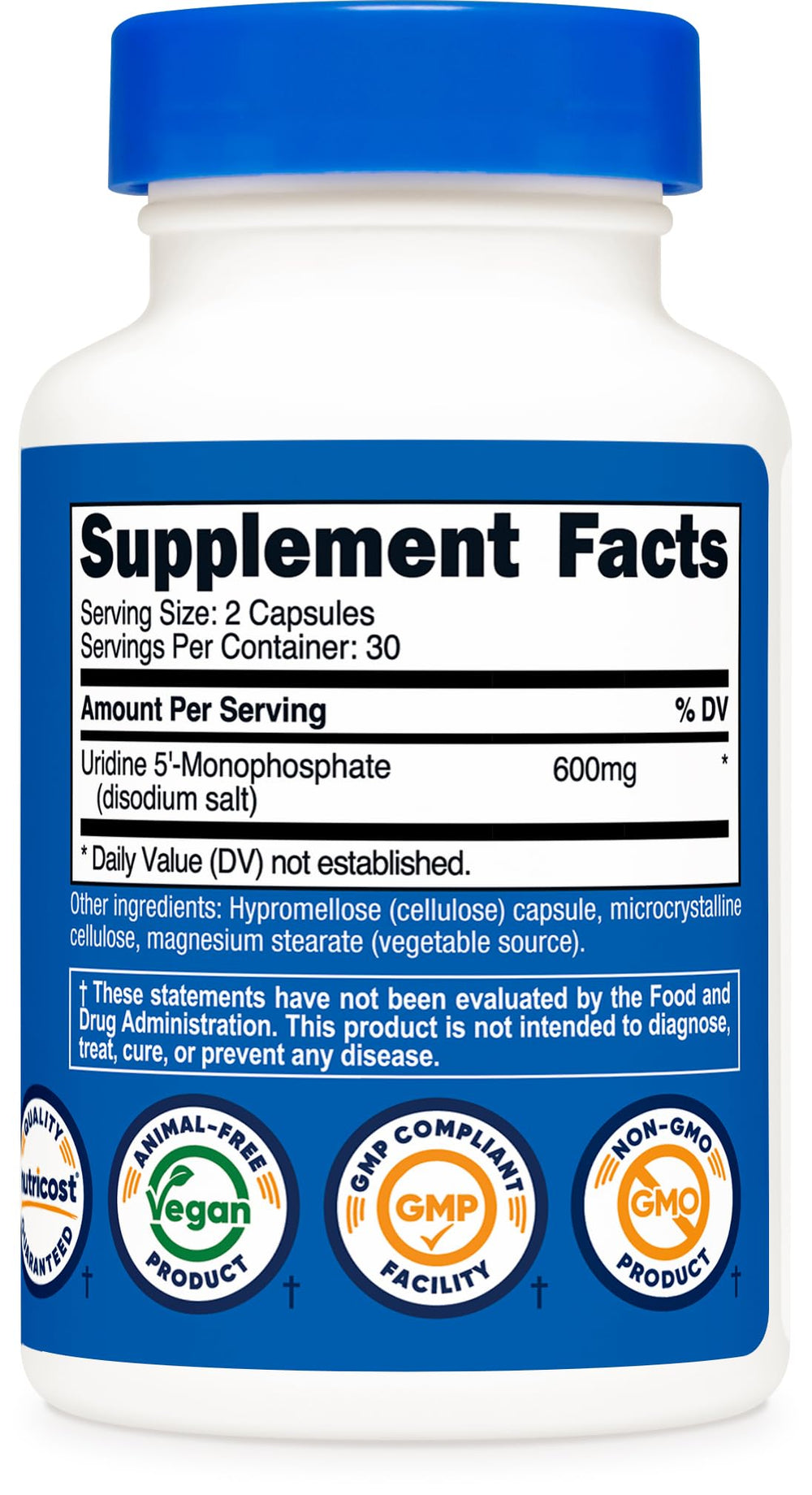 Pouring Nutricost UMP capsules from bottle for daily use.