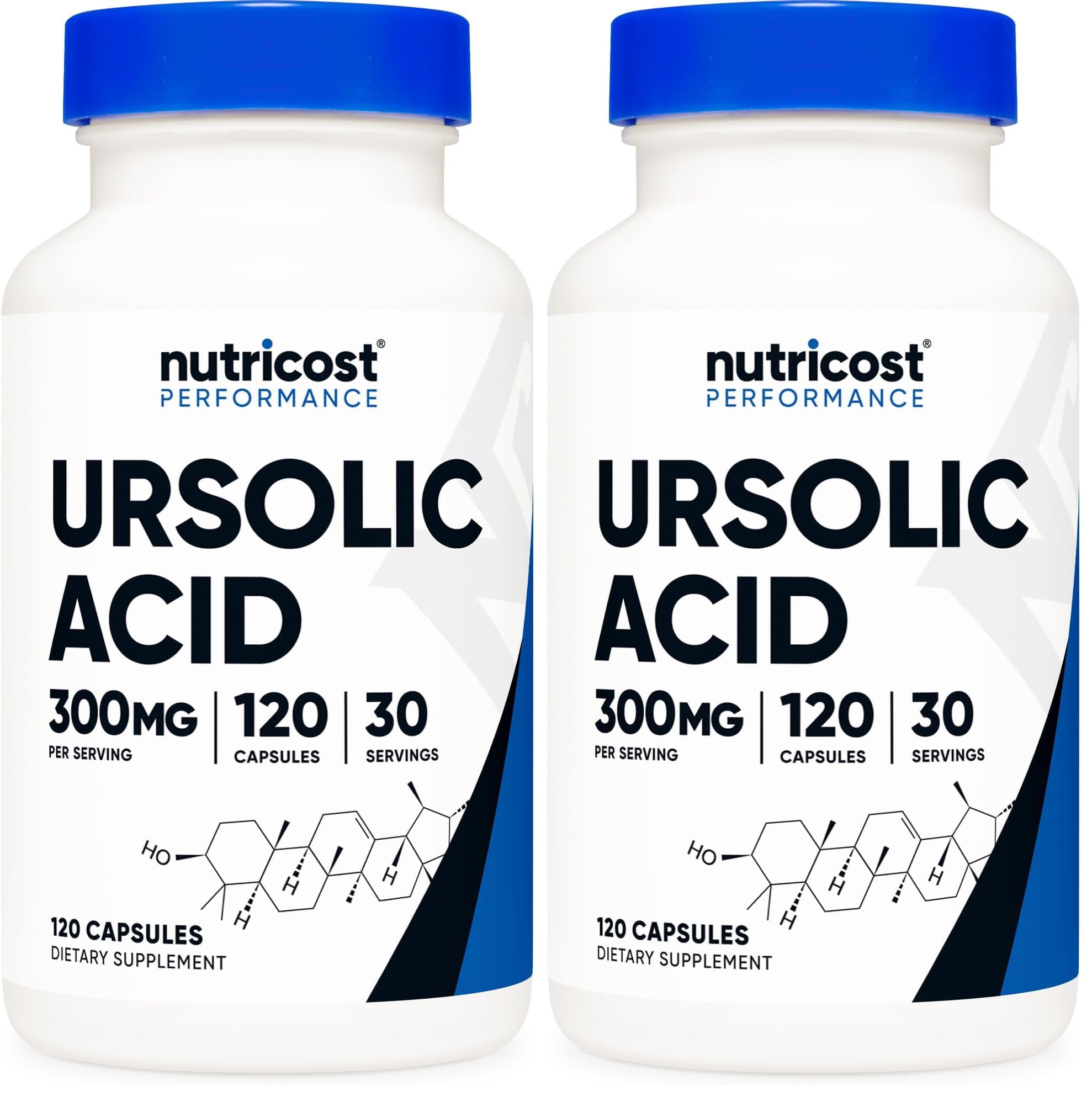 Nutricost Ursolic Acid 300mg bottle front showing high potency per pack