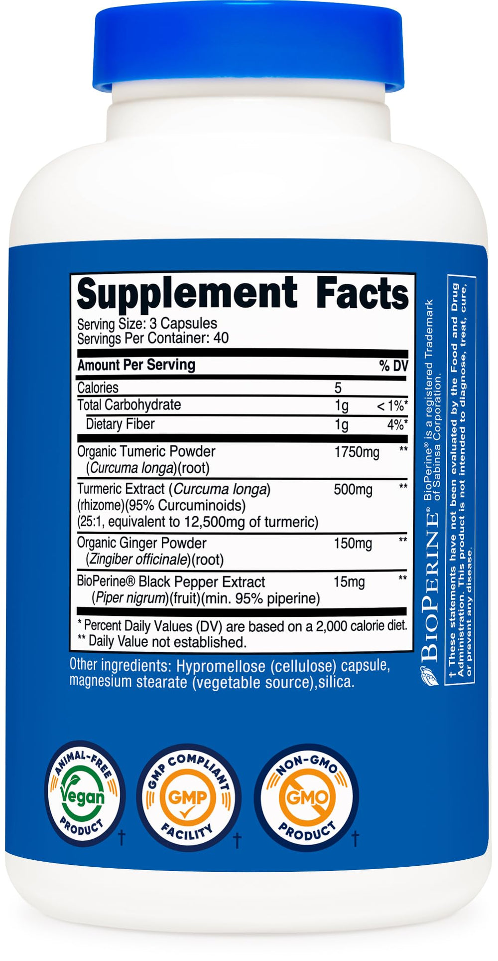 Nutricost packaging showing vegan and gluten-free suitability