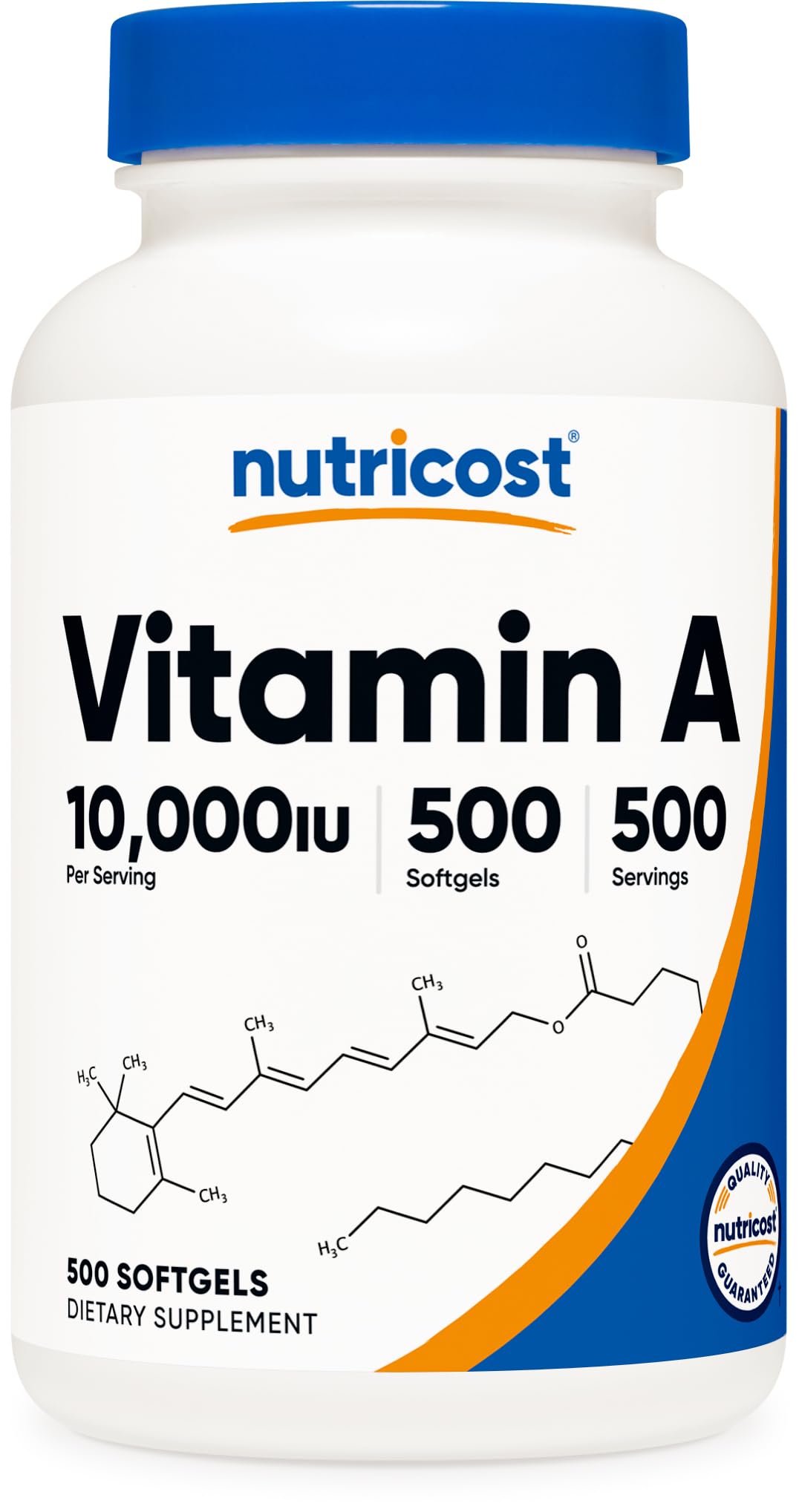 Nutricost Vitamin A 10000 IU softgels bottle for daily support