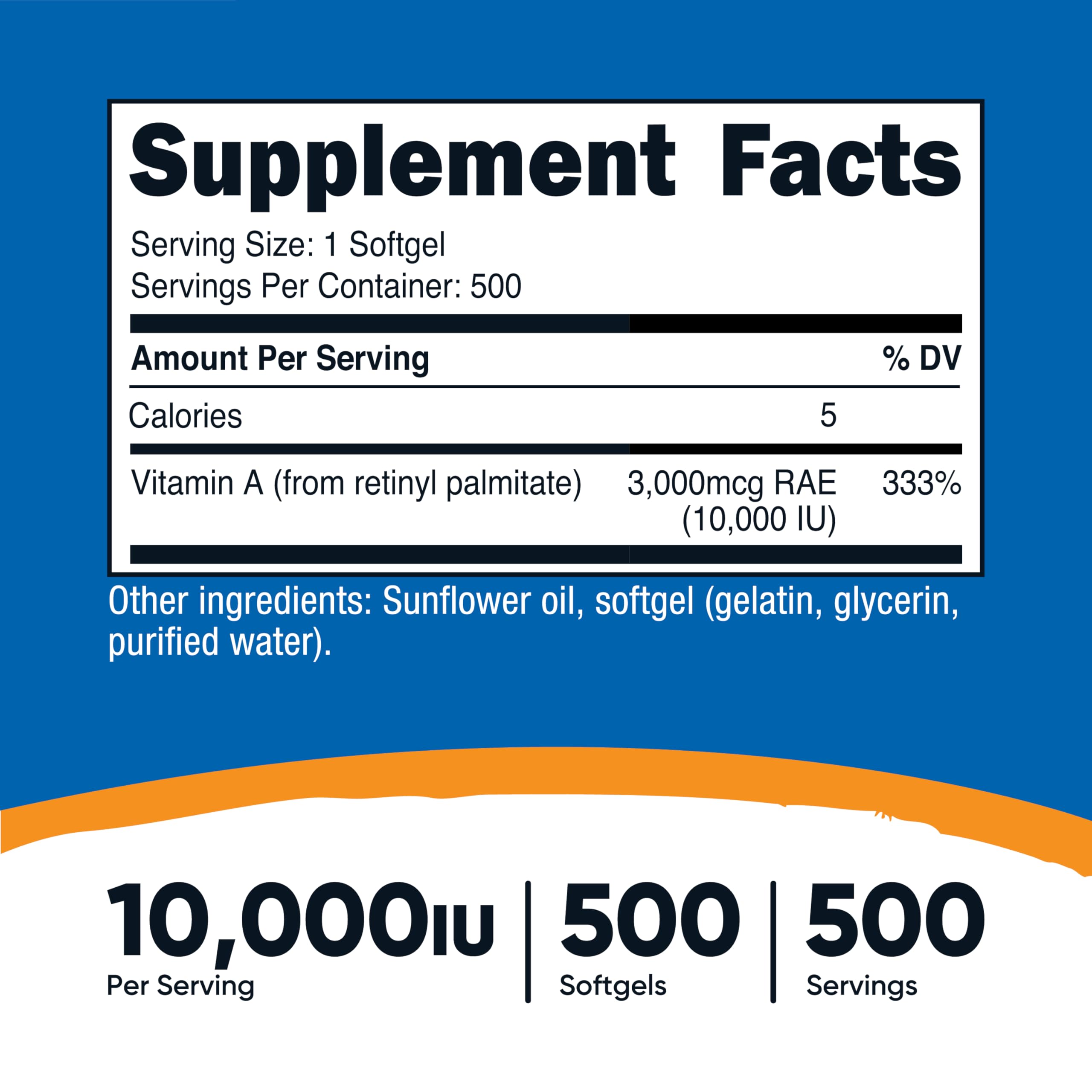 Close-up of smooth Nutricost Vitamin A softgels