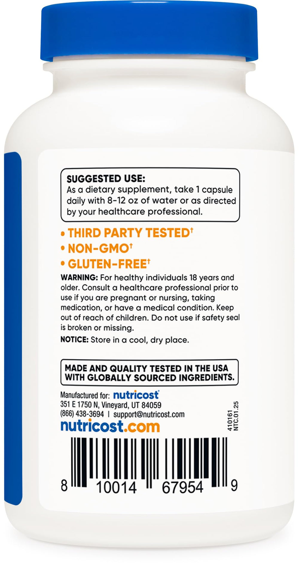 Nutricost Vitamin B1 500mg bottle pouring capsules for easy dispensing