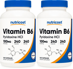 Nutricost Vitamin B6 100mg bottle front view for daily supplementation