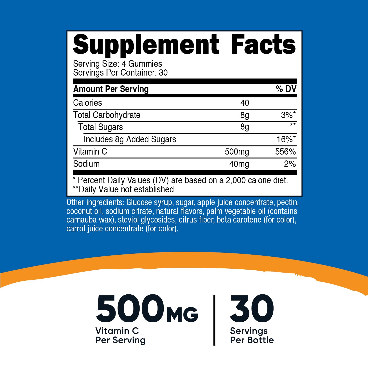 Close-up of Nutricost Vitamin C Gummies with natural flavors for tasty vitamin C