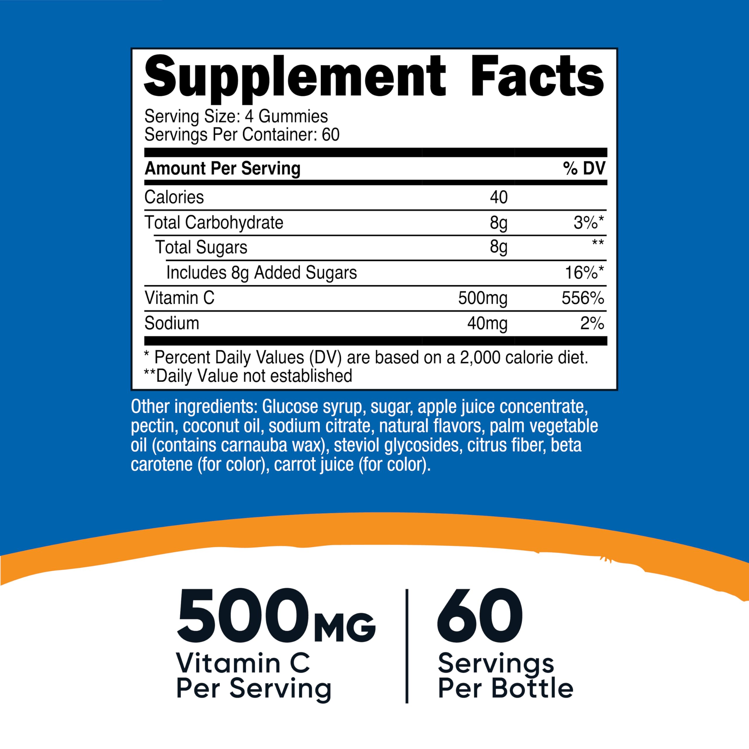Nutricost Vitamin C Gummies being poured from a bottle for easy daily use