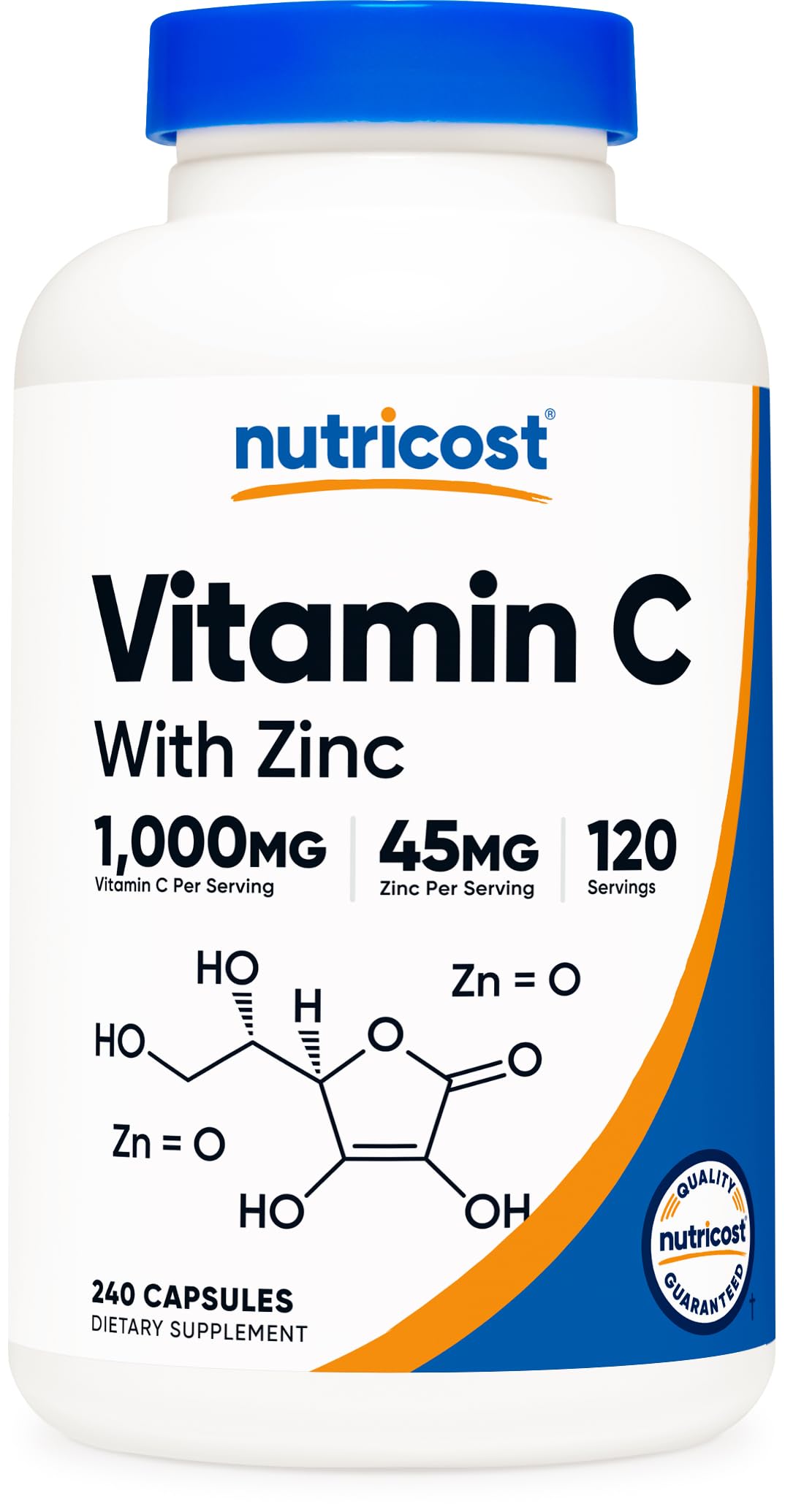 Nutricost Vitamin C with Zinc bottle pour for convenient daily nutrition