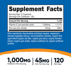 Nutricost Vitamin C with Zinc capsule closeup highlights high-potency formula for daily use