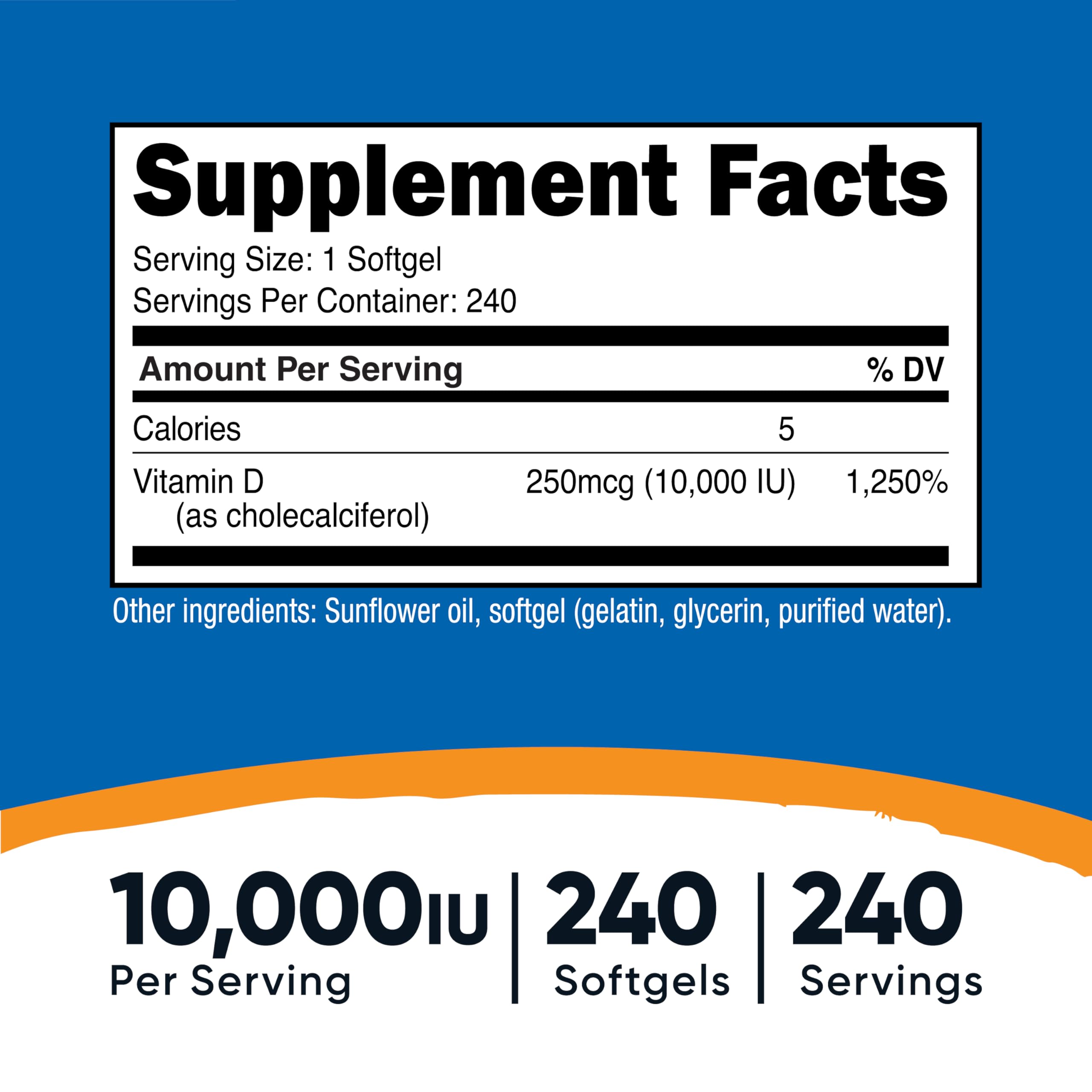 Nutricost Vitamin D3 softgel capsules convenient for daily use