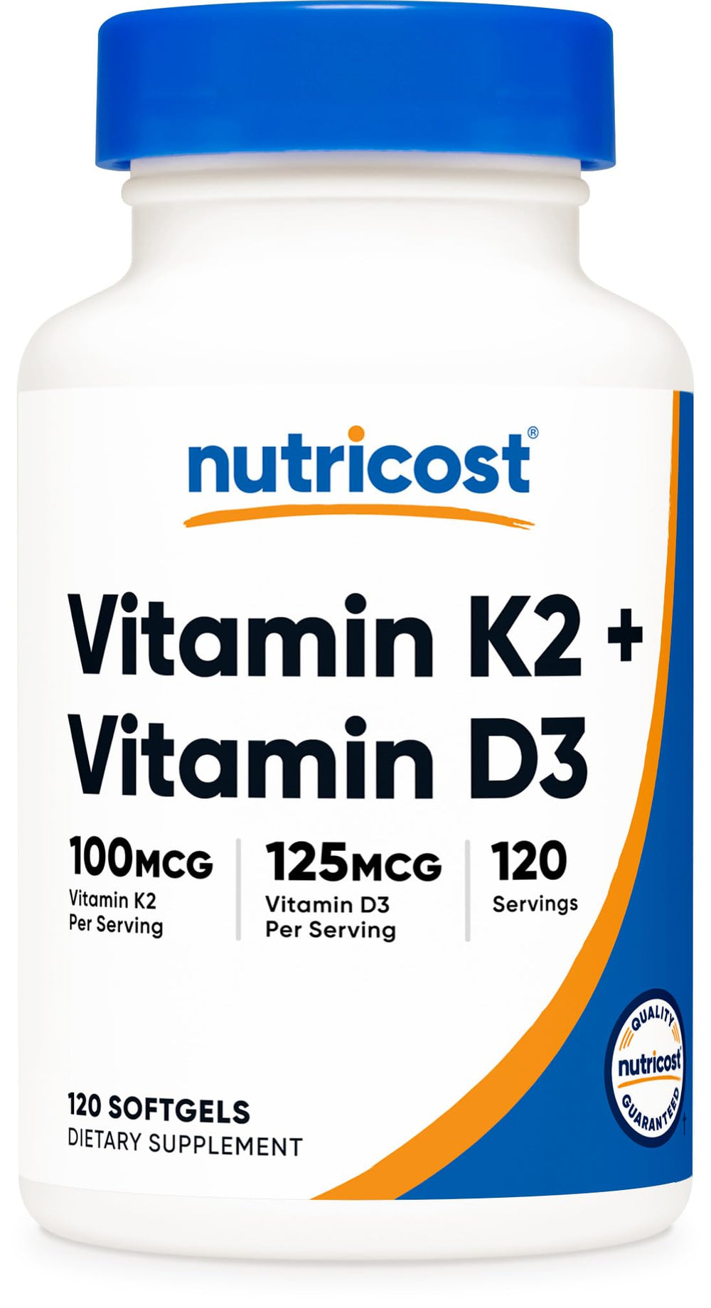 Nutricost Vitamina K2 MK7 D3, cápsulas suaves en botella, posible apoyo a la salud ósea