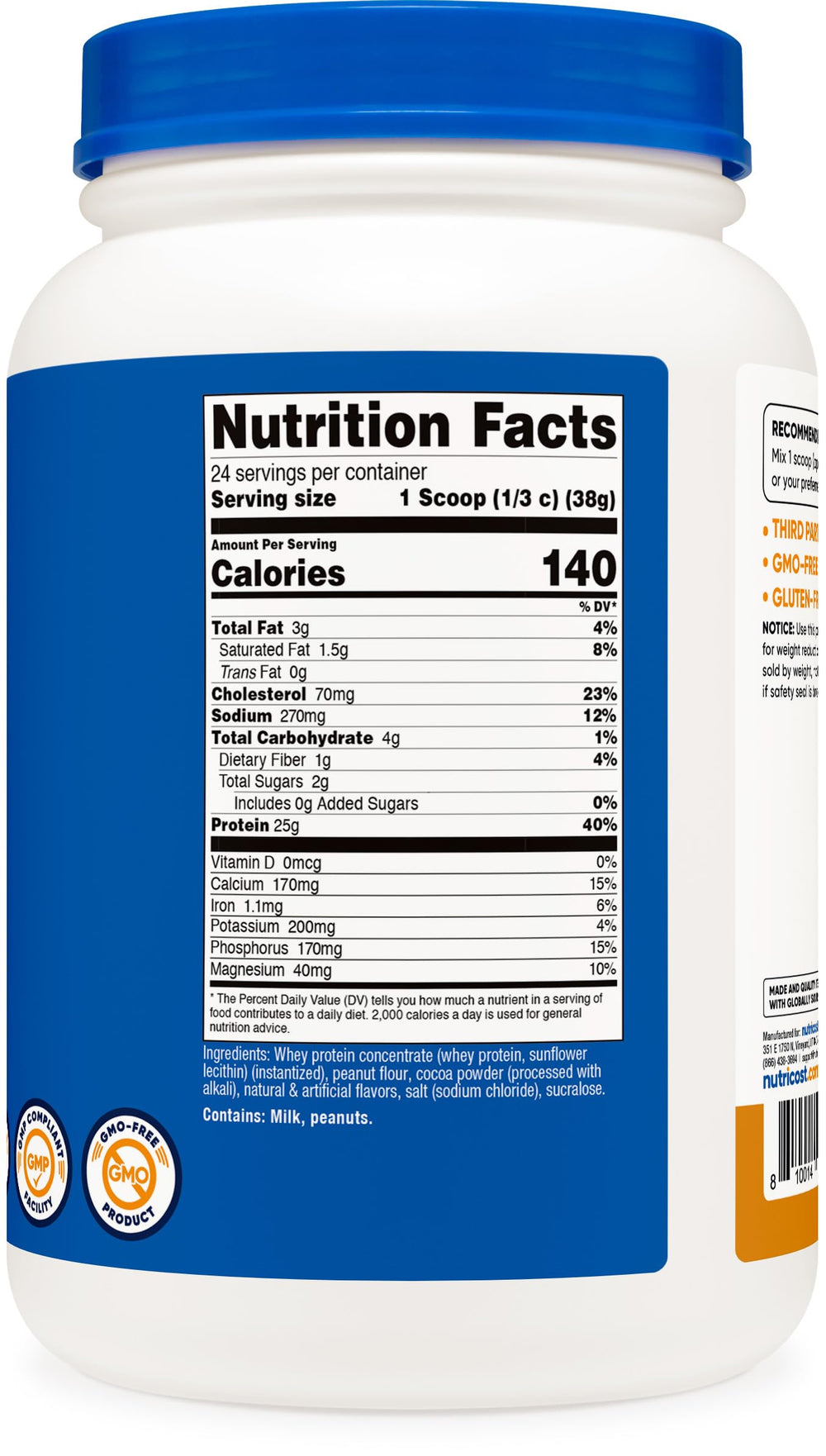 Nutricost product packaging showing non-GMO gluten-free certification