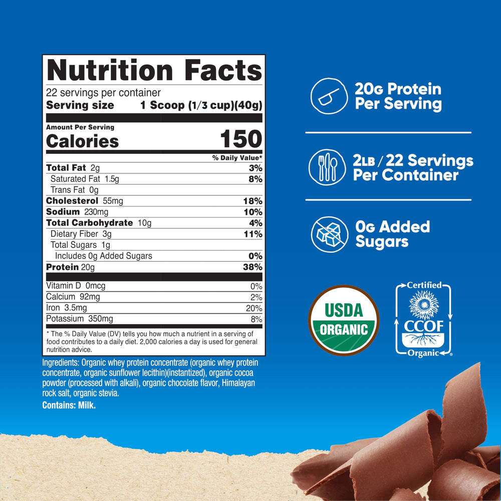 Nutricost Whey Double Chocolate shake pouring to emphasize creamy texture