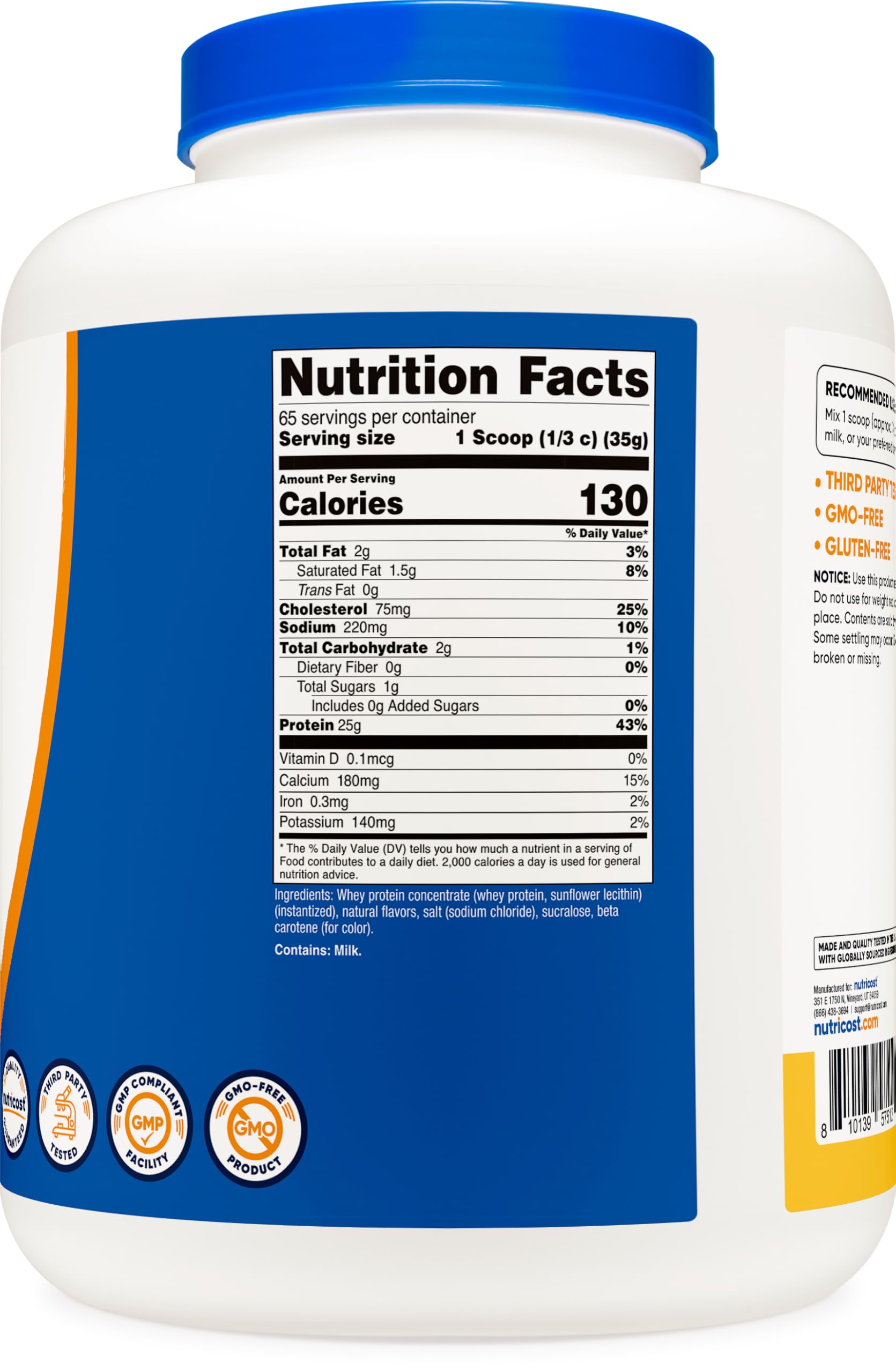 Nutricost Pineapple whey powder on the counter suggests versatile meal additions.