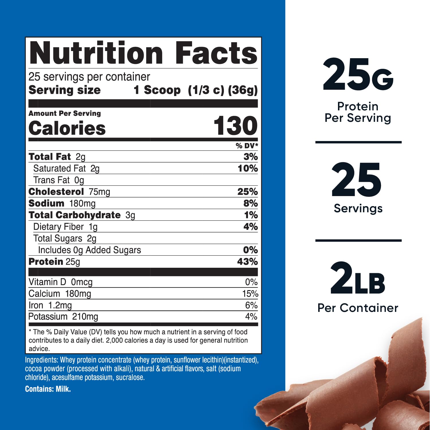 Nutricost whey protein concentrate chocolate scoop for easy post-workout portions.
