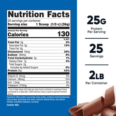 Nutricost whey protein concentrate chocolate scoop for easy post-workout portions.