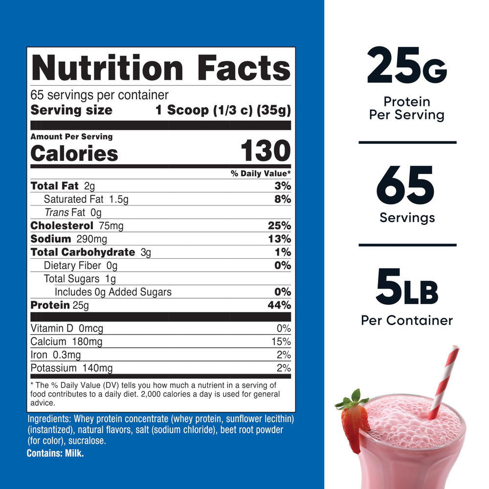 Nutricost whey protein concentrate strawberry milkshake powder scoop for quick protein boosts